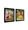 Lion Green Engineered Wood Framed Wildlife Art Print Set of 2