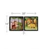 Lion Green Engineered Wood Framed Wildlife Art Print Set of 2