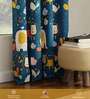 Lion King Blue Printed Polyester Curtains for Window Pack of 2