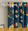 Lion King Blue Printed Polyester Curtains for Window Pack of 2