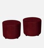 Lisbon Ottoman Set Of 2 In Maroon Colour