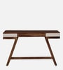 Lisbon Sheesham Wood Writing Table In White On Scratch Resistant Rustic Teak Finish