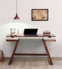 Lisbon Sheesham Wood Writing Table In White On Scratch Resistant Rustic Teak Finish
