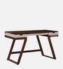 Lisbon Sheesham Wood Writing Table In White On Scratch Resistant Rustic Teak Finish