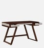 Lisbon Sheesham Wood Writing Table In White On Scratch Resistant Rustic Teak Finish