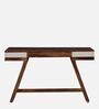 Lisbon Sheesham Wood Writing Table In White On Scratch Resistant Rustic Teak Finish