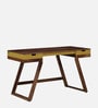 Lisbon Sheesham Wood Writing Table In Yellow On Scratch Resistant Rustic Teak Finish