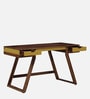 Lisbon Sheesham Wood Writing Table In Yellow On Scratch Resistant Rustic Teak Finish