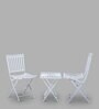 Varner Metal Outdoor Table Set with 2 Chairs in White Colour
