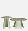 Lisieux Metal Coffee Table Set With Panther Marble Top In Off White Finish