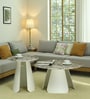 Lisieux Metal Coffee Table Set With Panther Marble Top In Off White Finish