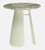 Lisieux Metal End Table With Panther Marble Top In Off White Finish