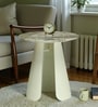 Lisieux Metal End Table With Panther Marble Top In Off White Finish