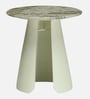 Lisieux Metal End Table With Panther Marble Top In Off White Finish