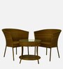 Lismore Wicker Table And Chair Set In Beige Brown Dual Tone Finish