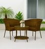 Lismore Wicker Table And Chair Set In Beige Brown Dual Tone Finish