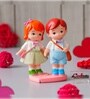 Little Boy and Girl Walking To School Lovely Miniature Valentine Gift