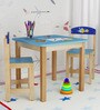 Little Fish Solid Wood Kids Activity Table in Blue Colour with Chair