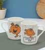 Little Miss Fun 330ml Cream & Orange Ceramic (Set of 2) Coffee Mug