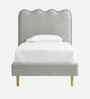 Little Palace Velvet Suede Kids Twin Bed With Hydraulic Storage In Ivory Colour