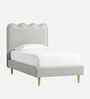 Little Palace Velvet Suede Kids Twin Bed With Hydraulic Storage In Ivory Colour