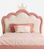 Little Queen Leatherette Kids Twin Bed In Pink And White Colour