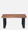 Live Edge Solid Wood Coffee Table In Natural Finish And Black Colour