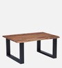 Live Edge Solid Wood Coffee Table In Natural Finish And Black Colour