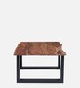 Live Edge Solid Wood Coffee Table In Natural Finish And Black Colour
