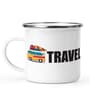 Live to Travel Enamel Printed White 350ml Stainless Steel Coffee Mug