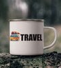 Live to Travel Enamel Printed White 350ml Stainless Steel Coffee Mug