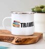Live to Travel Enamel Printed White 350ml Stainless Steel Coffee Mug