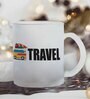 Live to Travel Frosted White 350ml Glass Coffee Mug