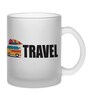 Live to Travel Frosted White 350ml Glass Coffee Mug