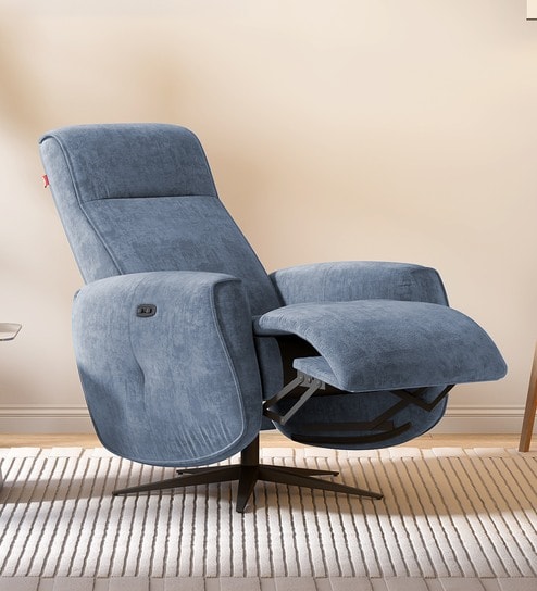 Lloyd Swivel 1 Seater Motorized Recliner In Blue Color