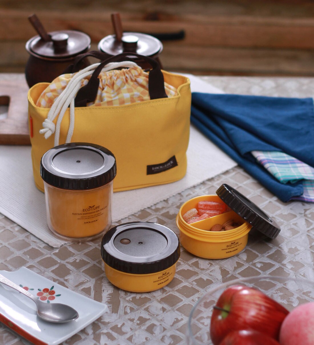 Buy Lock&Lock Bento Multi Round Lunch Box Set With 3 Containers & Small