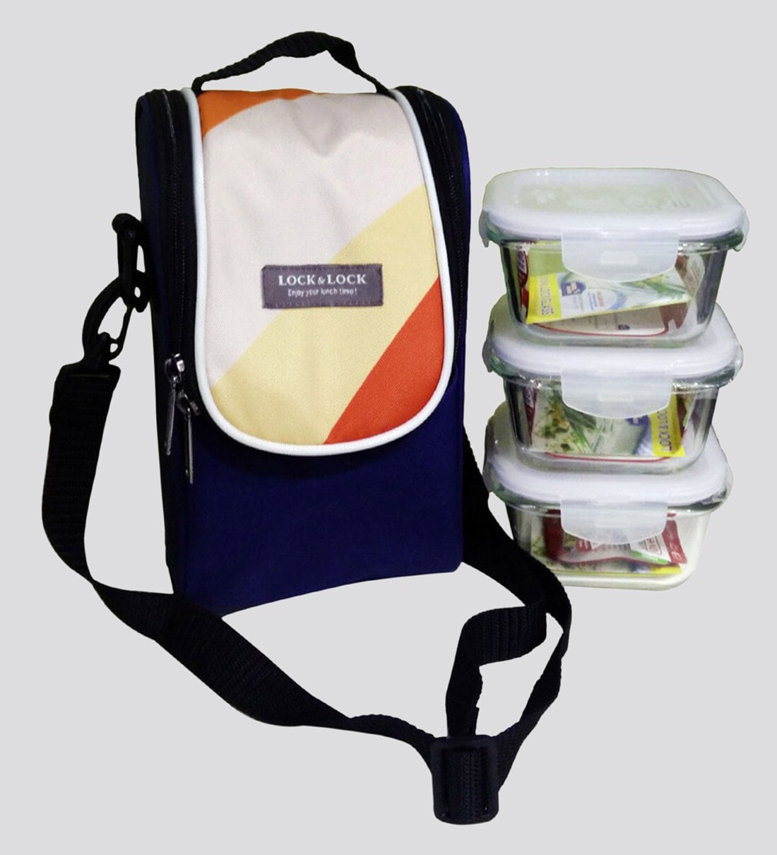 Buy Lock&Lock Euro Square Borosilicate Glass 300 Lunch box Set with Bag