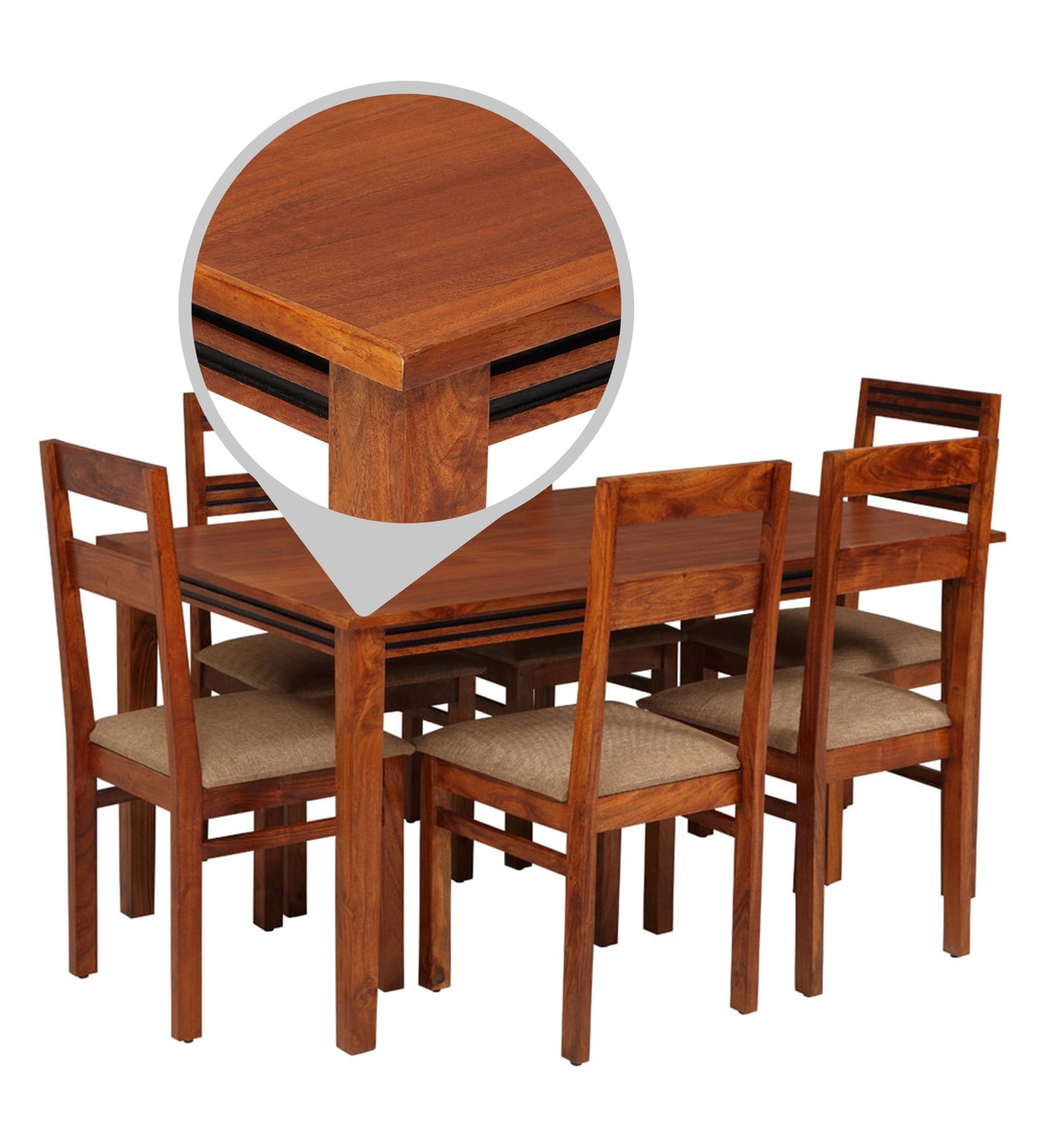 Buy Logan 6 Seater Dining Set in Walnut Finish By Evok Online Modern