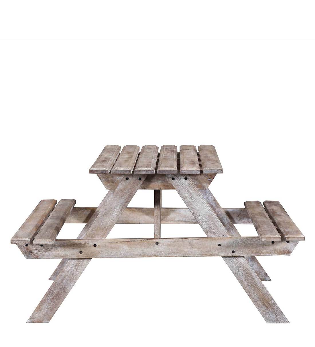 Buy Lomira Solid Wood 4 seater Patio Dining Set in Distress Finish Bohemiana By Pepperfry