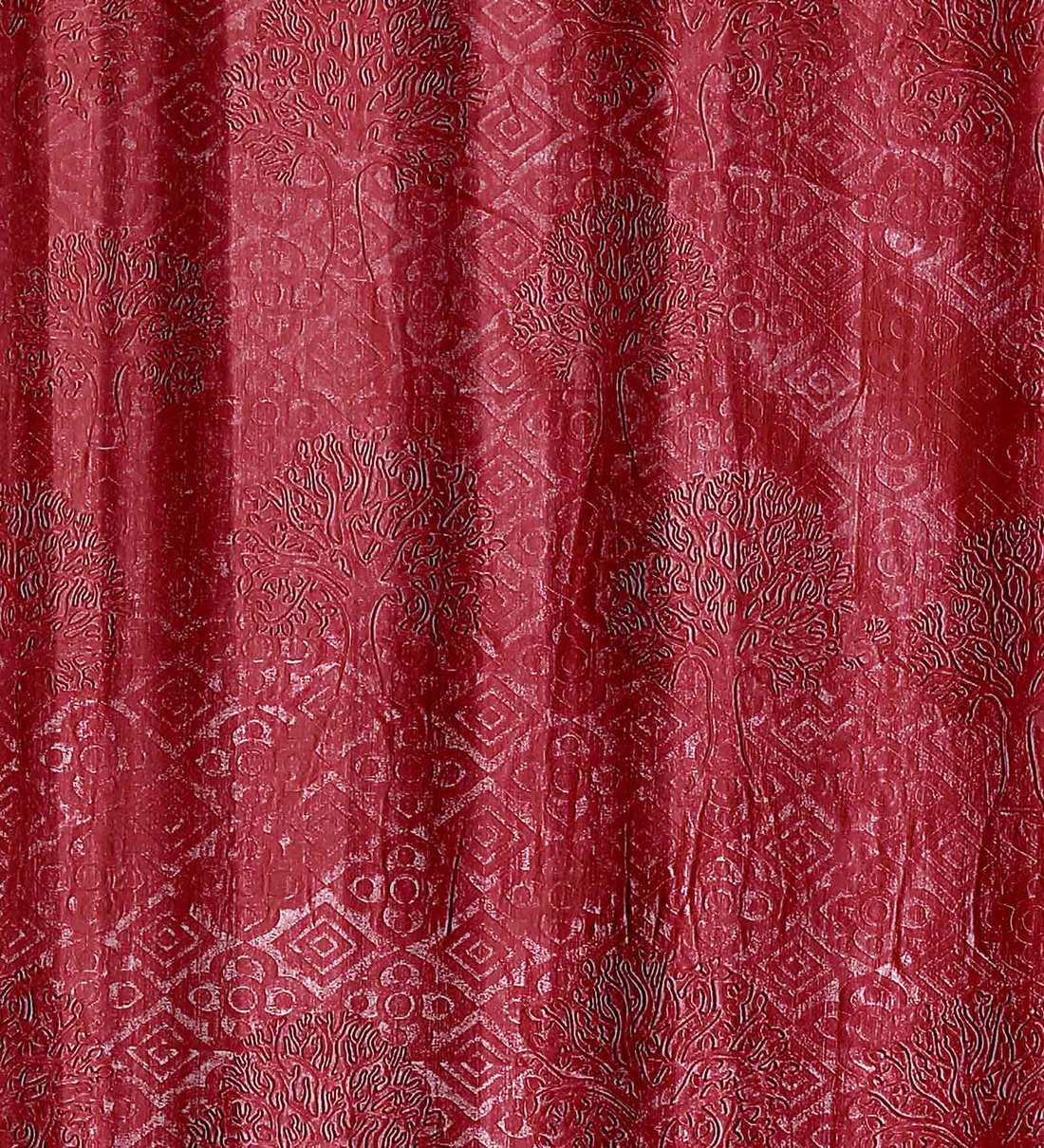 Buy Red Long Crush Punching Semisheer 5 Feet Eyelet Curtain (Set of 2 ...