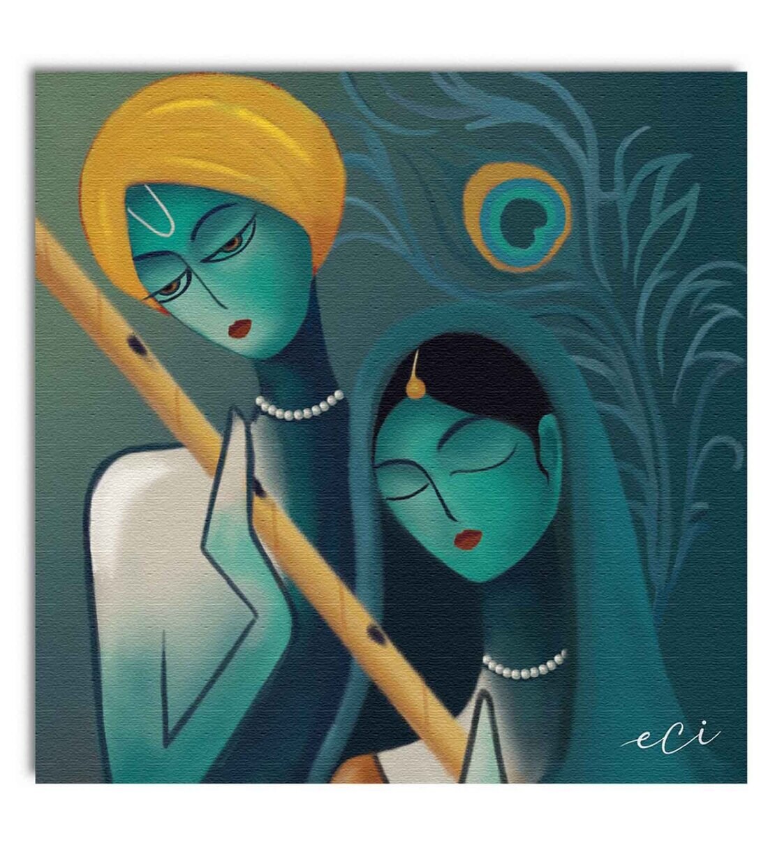 abstract drawing of radha krishna