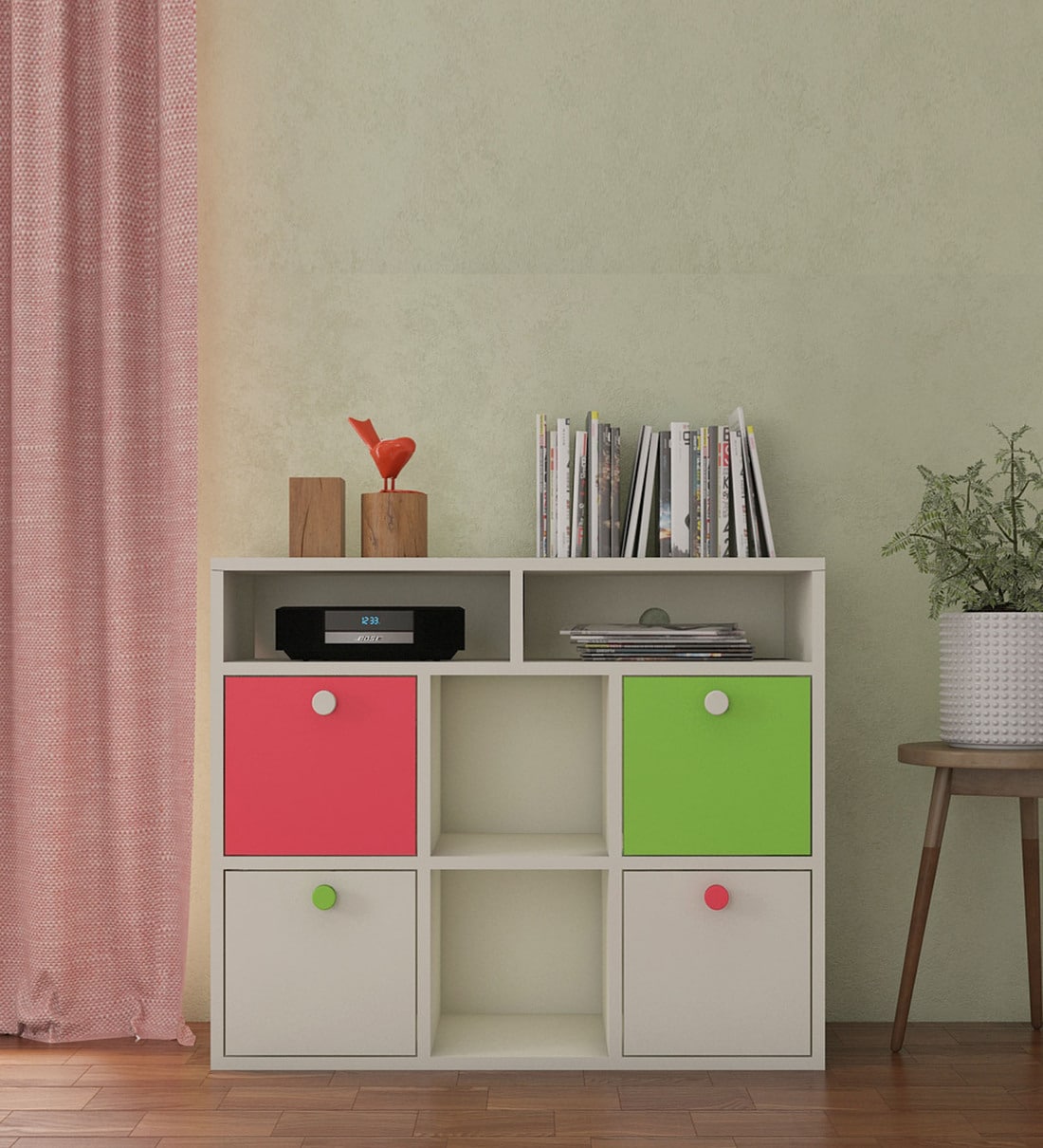 Buy Lorena Kids Storage in Pink & Green Colour by Adona Online