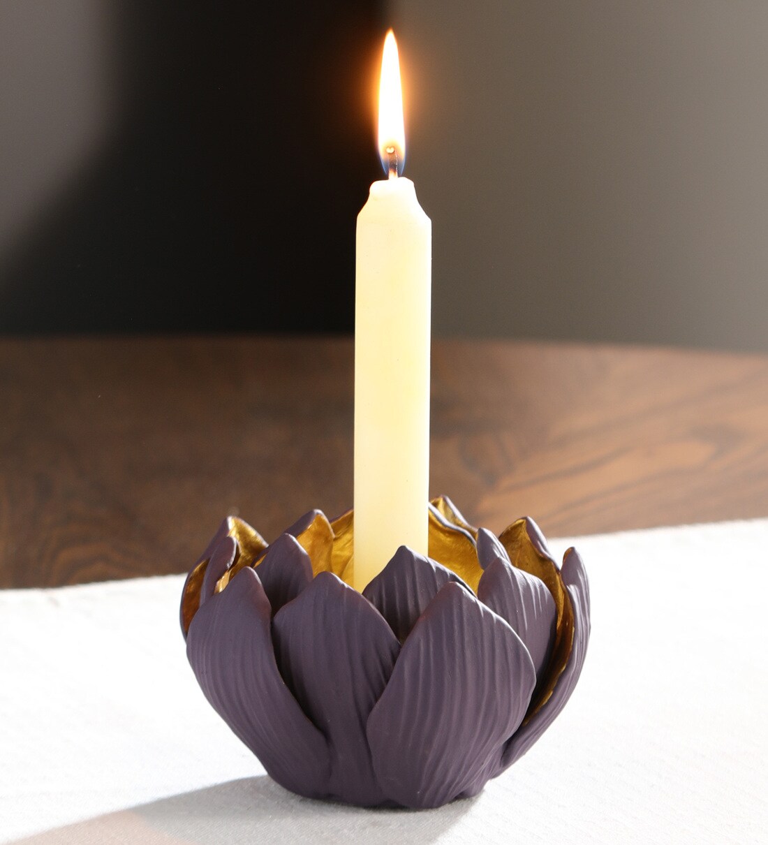 Buy Lotus Purple Ceramic Candle Holder at 10 OFF by Aesthetics Pepperfry