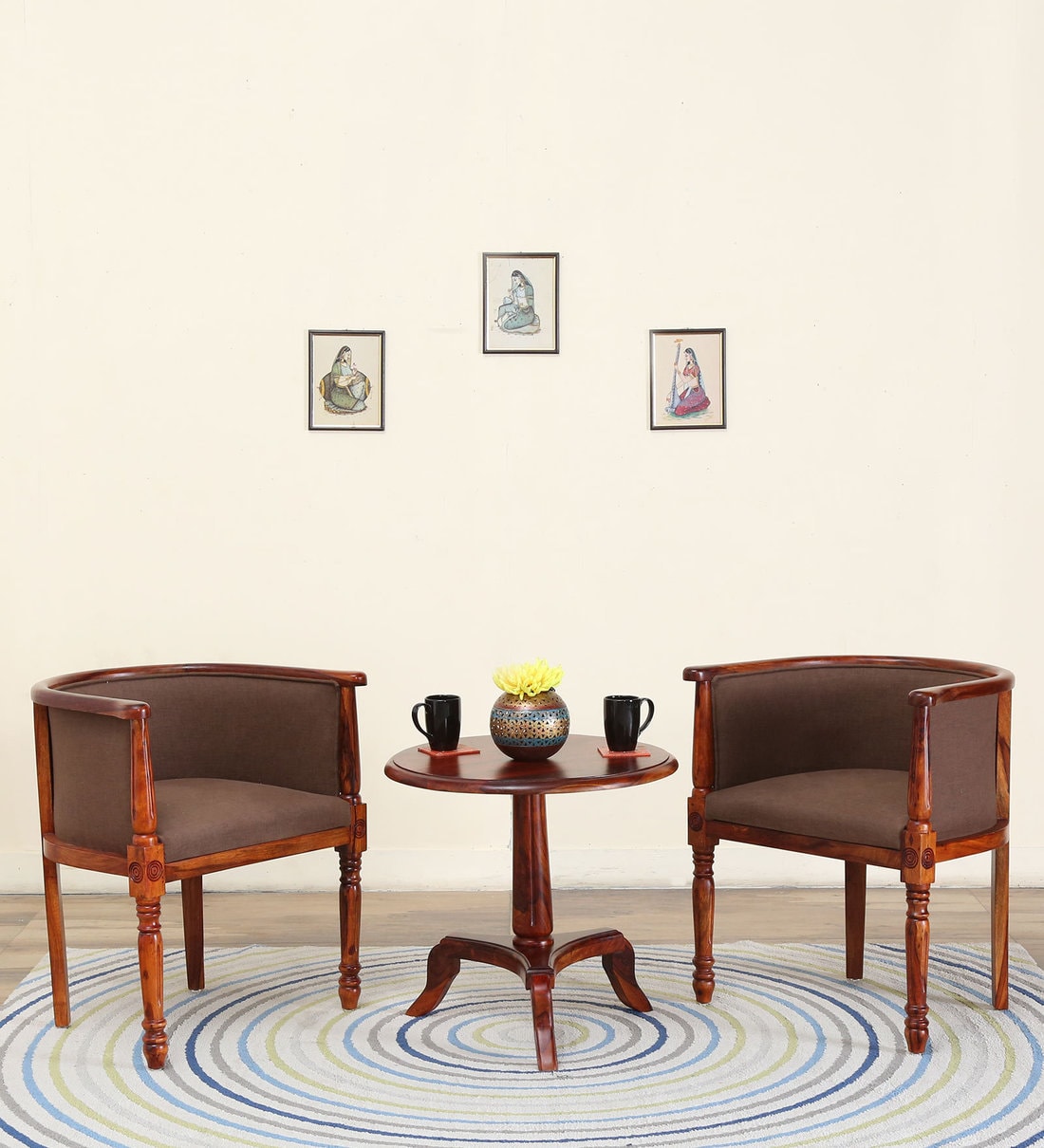 Buy Louis Sheesham Wood Coffee Table Set in Honey Oak Finish at 12 OFF