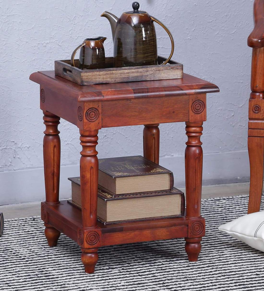 Buy Louis Solid Wood End Table In Honey Oak Finish By Amberville Online