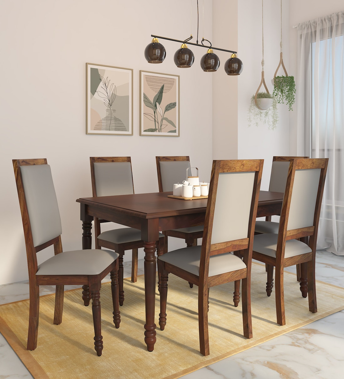 Buy Louis Sheesham Wood 6 Seater Dining Set In Provincial Teak Finish ...