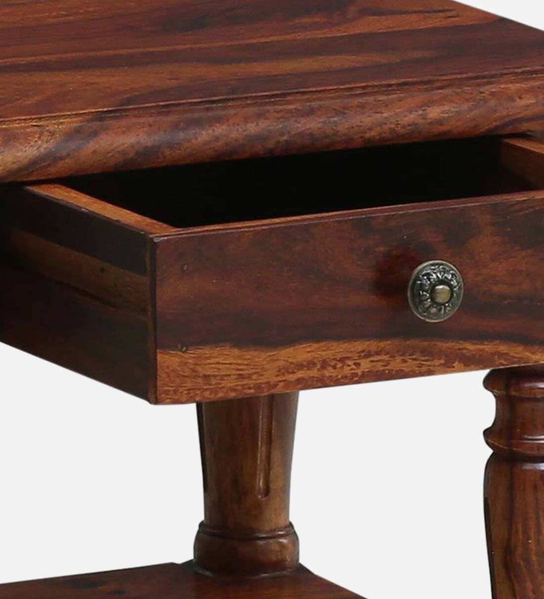 Buy Louis Sheesham Wood Bedside Table In Honey Oak Finish With Drawer