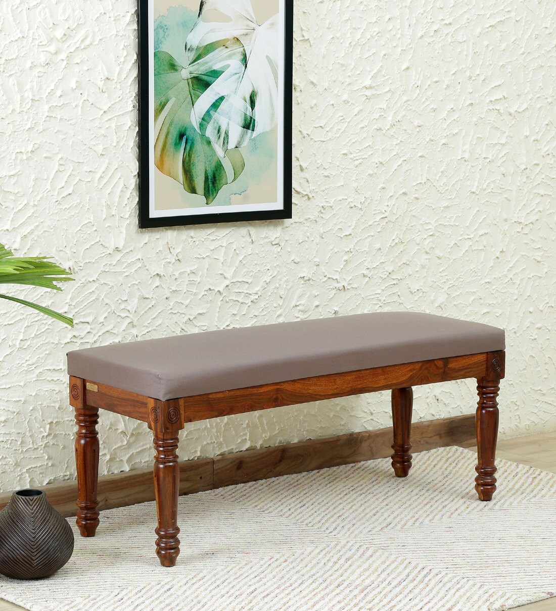 Buy Louis Solid Wood Bench In Honey Oak Finish By Amberville Online