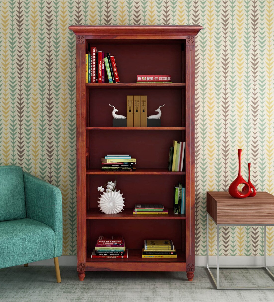 Buy Louis Solid Wood Book Shelf In Honey Oak Finish By Amberville