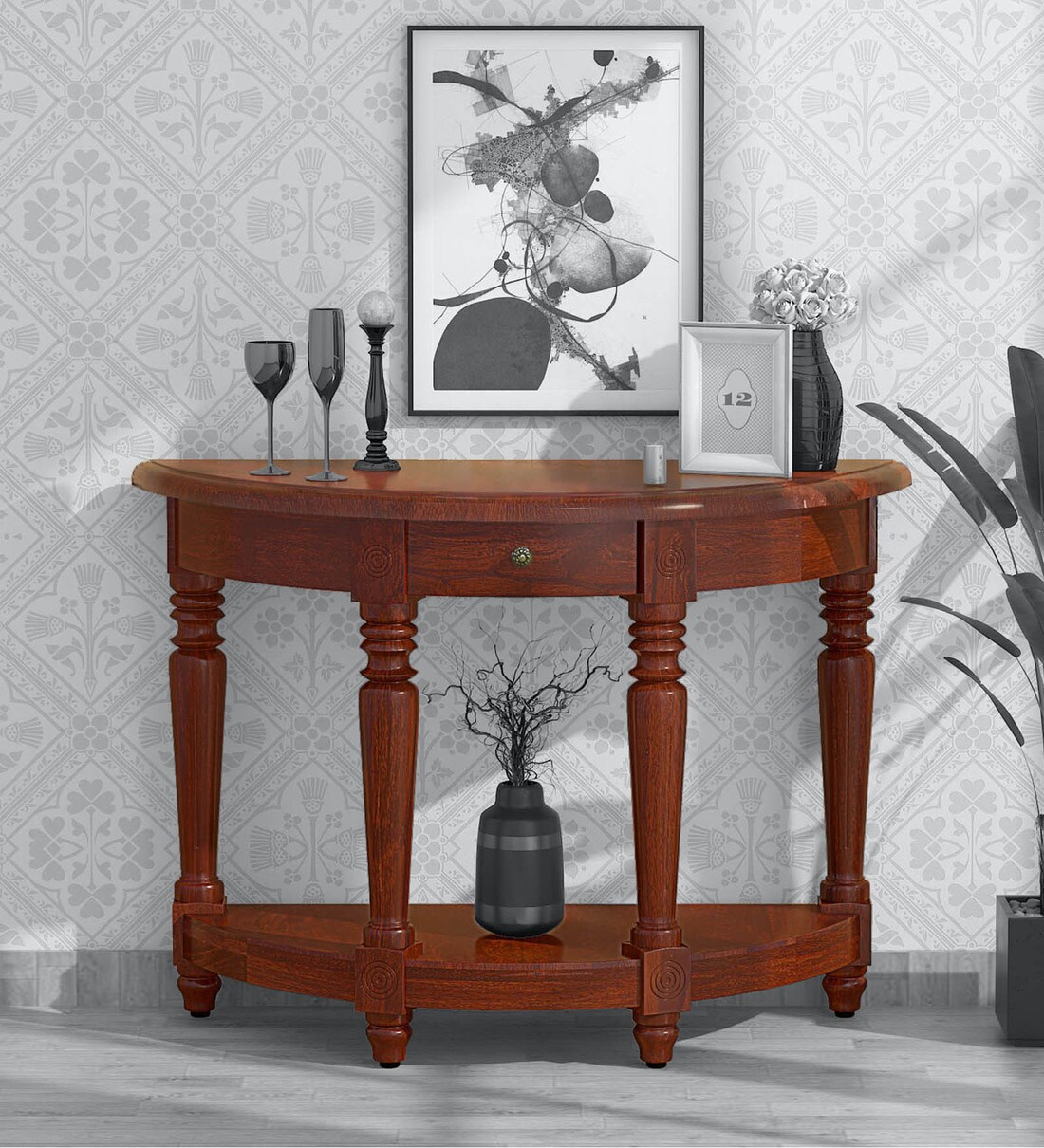Buy Louis Solid Wood Console Table In Honey Oak Finish By Amberville